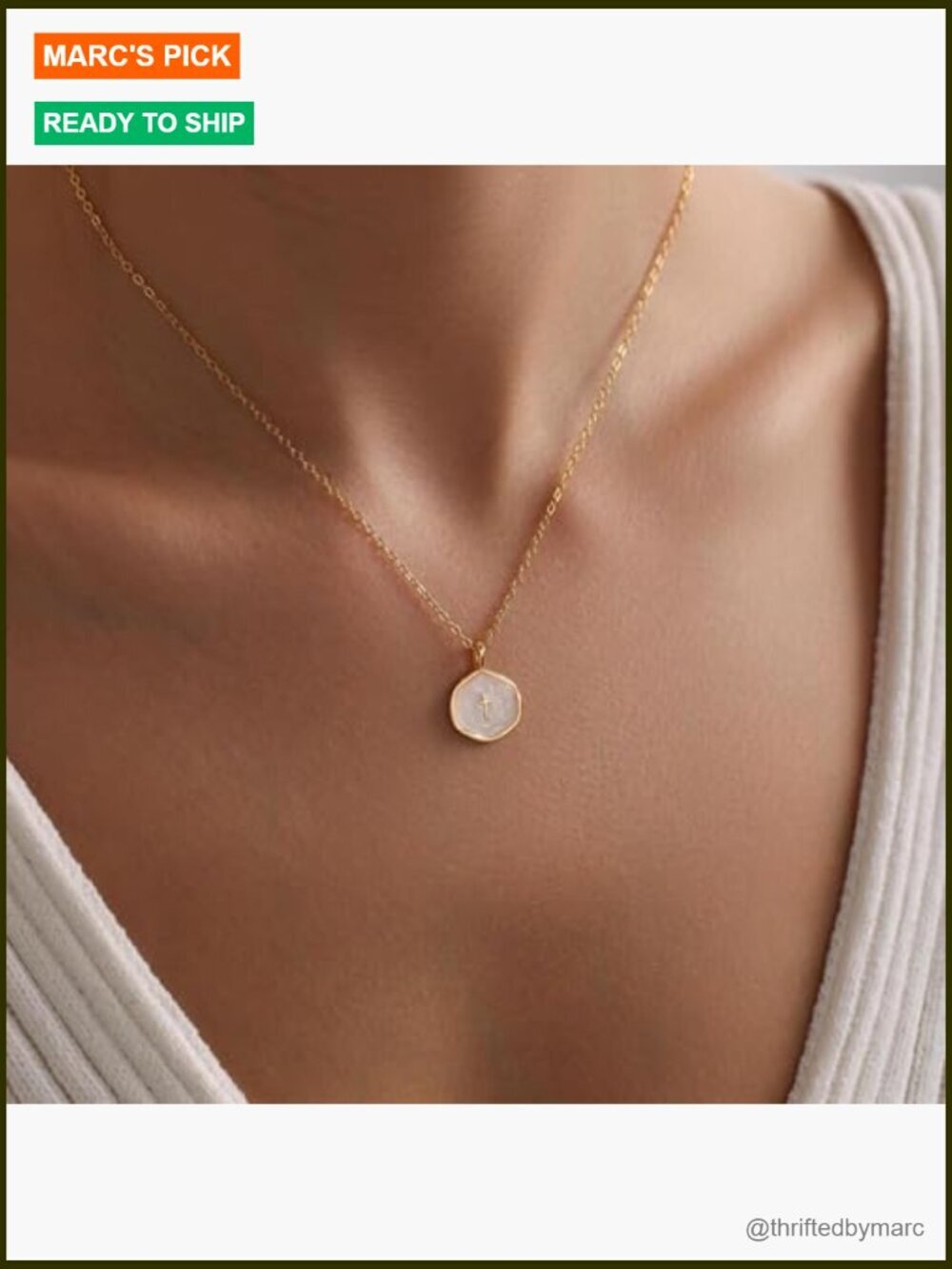 Dainty 14k Gold Plated Cross Pendant Necklace with Cubic Zirconia - Picture 2 of 7